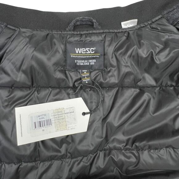 New Wesc MumelĀ Women Bomber Jacket US L MelangeāGreyāColorblockāFlannelā$225 - Picture 10 of 12